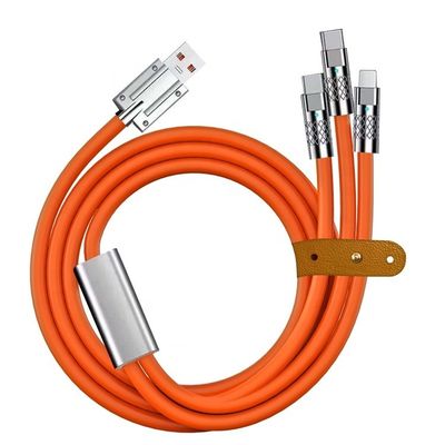 Supersnel opladen 120w 6A Liquid Silicone 3 in 1 Multi Connectors Micro Type C USB Data Charger Cable voor mobiele telefoon
