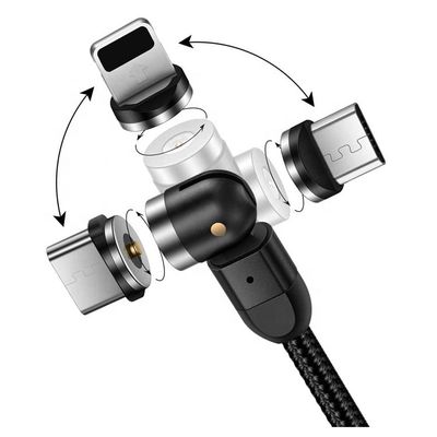Sneloplader Telefoonaccessoires 540 graden Rotatie 3 in 1 Micro Type C Magnetische USB-oplaadkabel
