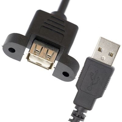 Aanpassing1M 2M Stud Mannelijk naar Vrouwelijk Panel Mount USB 2.0 Type A Verlengkabel met Stud Schroef Vergrendeling