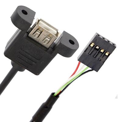 Hoogwaardige schroefvergrendeling 1M 2M USB Vrouwelijk paneelmontage naar Dupont draadkabel