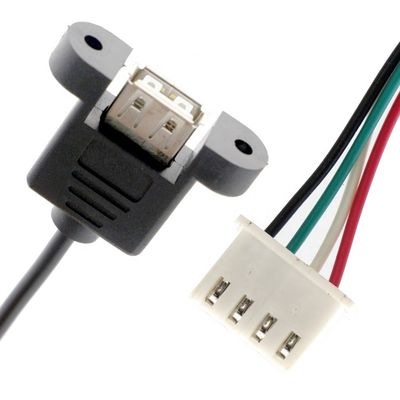 Op maat gemaakte schroefvergrendelingsstaaf Vrouwelijk paneelmontage USB 2.0 Type A tot JST XH PH SH Montage kabel