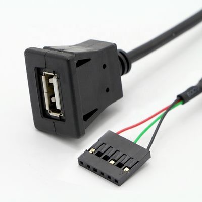 CUSTOM Snap Socket USB 2.0 Een mannelijk paneel montage kabel met 6 draden Dupont Terminal