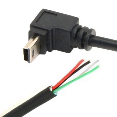 90 graden omhoog naar beneden links rechts hoek mini usb naar gestript naakte draad open einde pigtail kabel