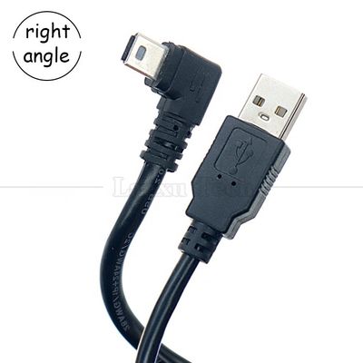 1m 2m 3m 5m 90 graden L-vorm Rechts Links Hoek USB 2.0 A Man tot Mini B 5 pin USB-datalading kabel voor MP3-camera