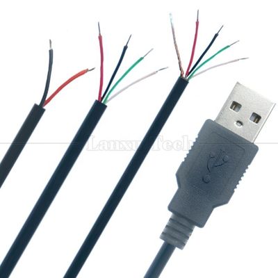 Persoonlijke USB 2.0 Type A Mannelijk tot gestript Geladen 2 3 4 Draden Open End Pigtail Data Charging Cable