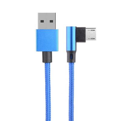 Snel opladen 2.4A Nylon gevlochten L-vorm Linkshoek Micro b naar USB A Man Data Charger kabel voor telefoon