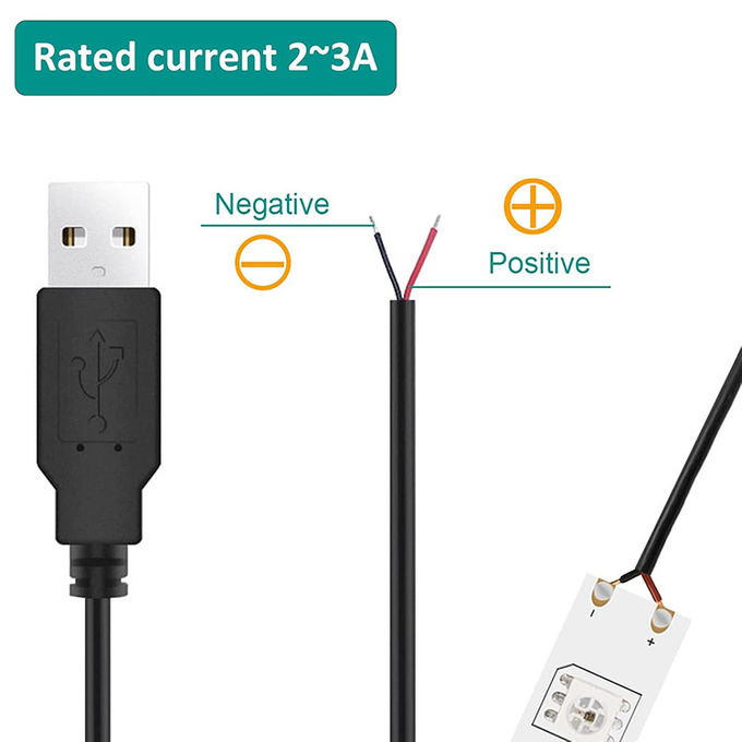 5V USB tot open gestript geblokkeerde lege draden Eind Pigtail Power Charger Cable voor LED Strip Light Lamp 5