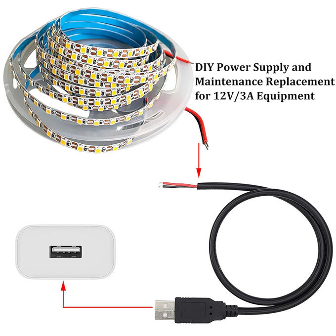 5V USB tot open gestript geblokkeerde lege draden Eind Pigtail Power Charger Cable voor LED Strip Light Lamp 2