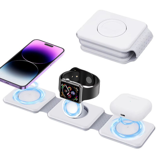 Magnetische 3 in 1 vouwbare draadloze oplader iPhone 12-15 15w Fast Wireless Charging Stand Station Draagbare draadloze opladers 5