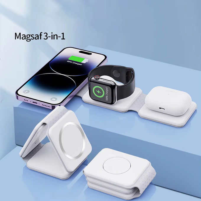 Magnetische 3 in 1 vouwbare draadloze oplader iPhone 12-15 15w Fast Wireless Charging Stand Station Draagbare draadloze opladers 6